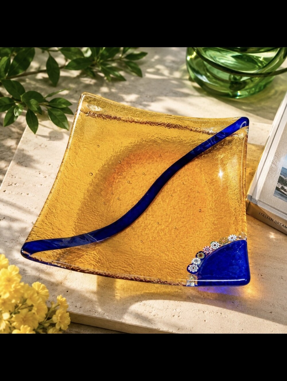 Murano Fused glass  with milfiore design
